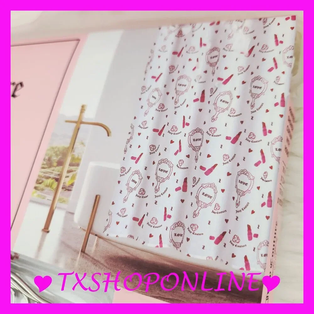 💗🚿Juicy Couture Printed shower curtain with hooks🚿💗NEW